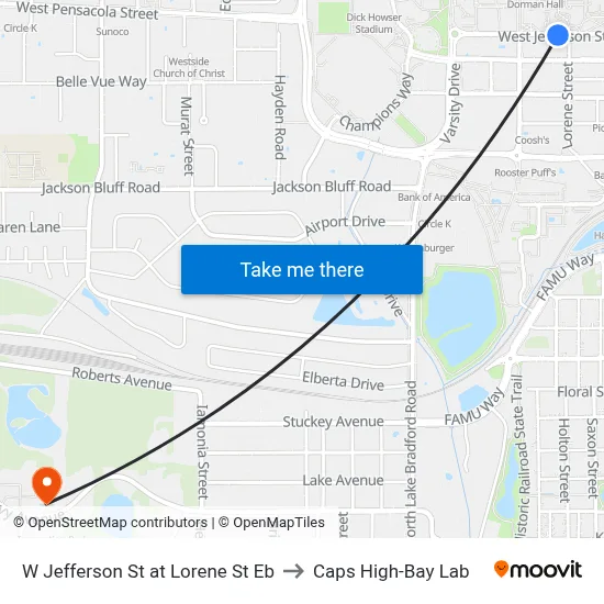 W Jefferson St at Lorene St Eb to Caps High-Bay Lab map