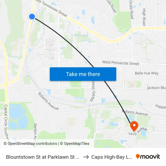 Blountstown St at Parklawn St Nb to Caps High-Bay Lab map