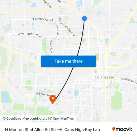 N Monroe St at Allen Rd Sb to Caps High-Bay Lab map