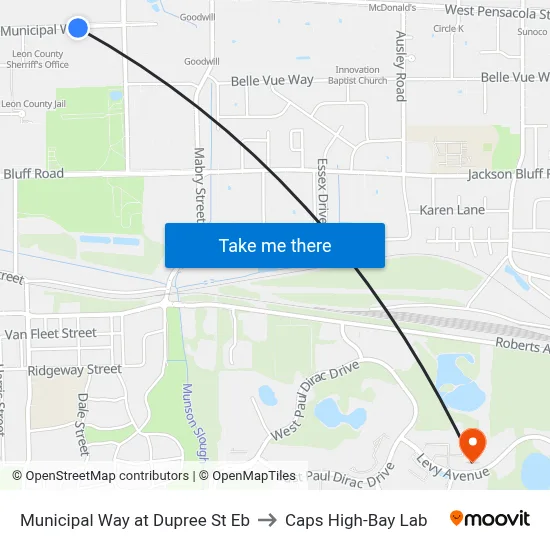 Municipal Way at Dupree St Eb to Caps High-Bay Lab map