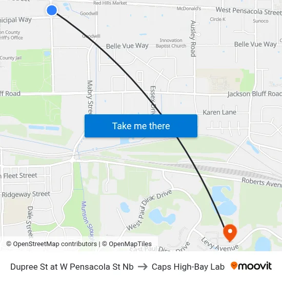 Dupree St at W Pensacola St Nb to Caps High-Bay Lab map