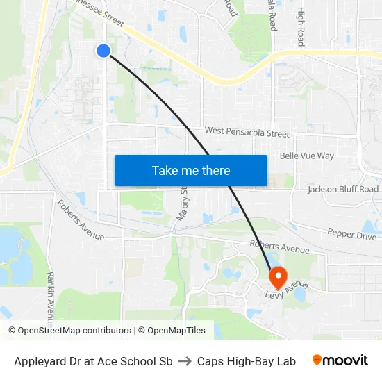 Appleyard Dr at Ace School Sb to Caps High-Bay Lab map
