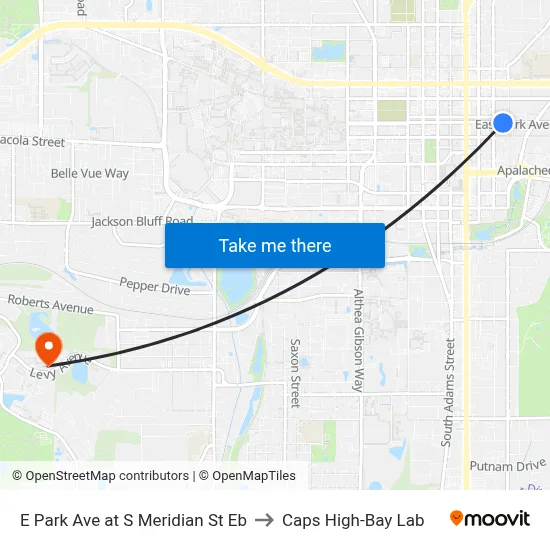 E Park Ave at S Meridian St Eb to Caps High-Bay Lab map