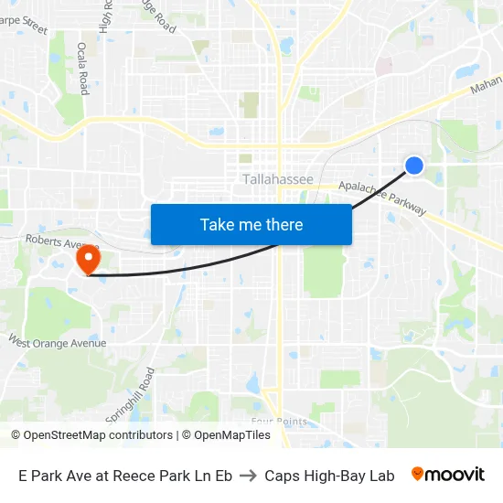 E Park Ave at Reece Park Ln Eb to Caps High-Bay Lab map