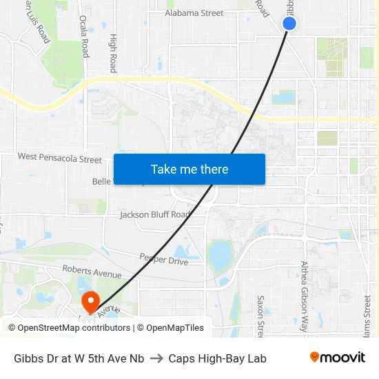 Gibbs Dr at W 5th Ave Nb to Caps High-Bay Lab map
