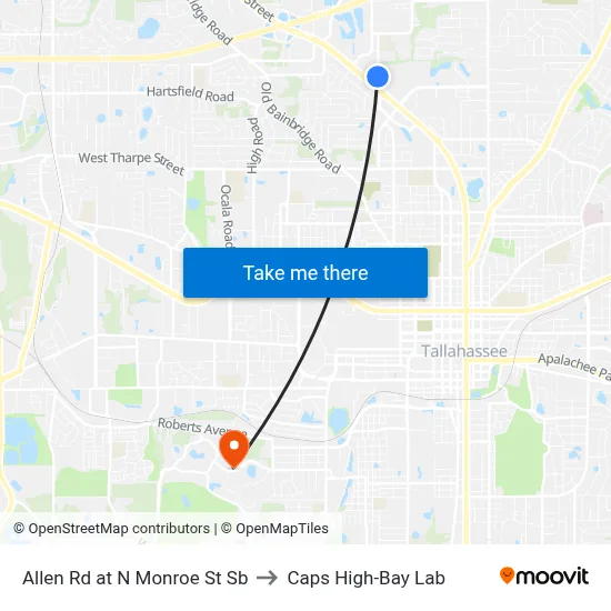 Allen Rd at N Monroe St Sb to Caps High-Bay Lab map