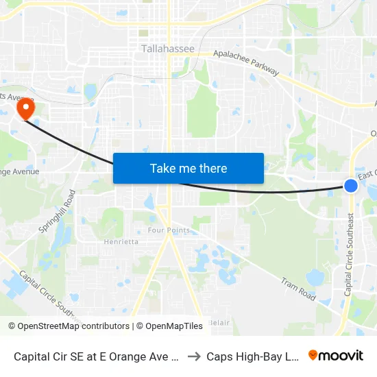 Capital Cir SE at E Orange Ave Sb to Caps High-Bay Lab map