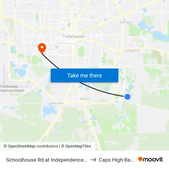 Schoolhouse Rd at Independence Landing to Caps High-Bay Lab map