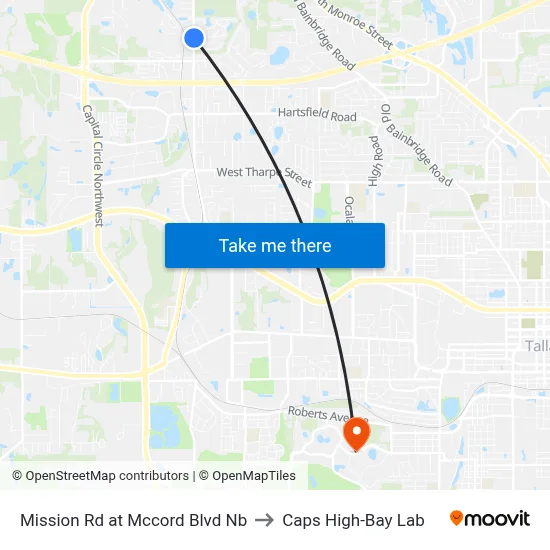 Mission Rd at Mccord Blvd Nb to Caps High-Bay Lab map