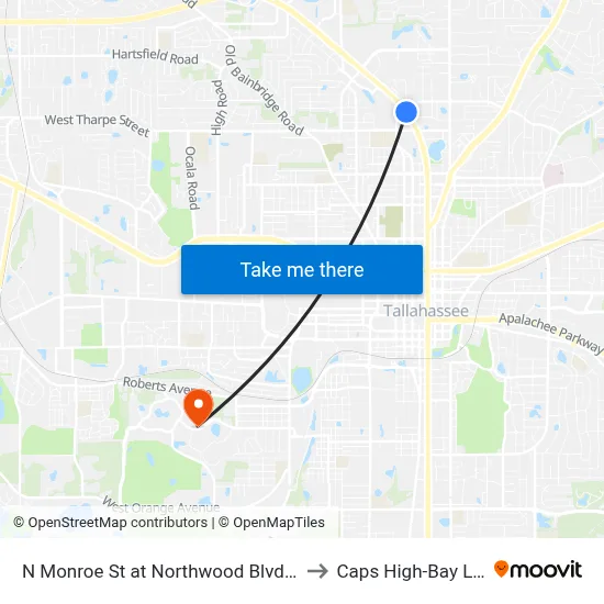 N Monroe St at Northwood Blvd Nb to Caps High-Bay Lab map