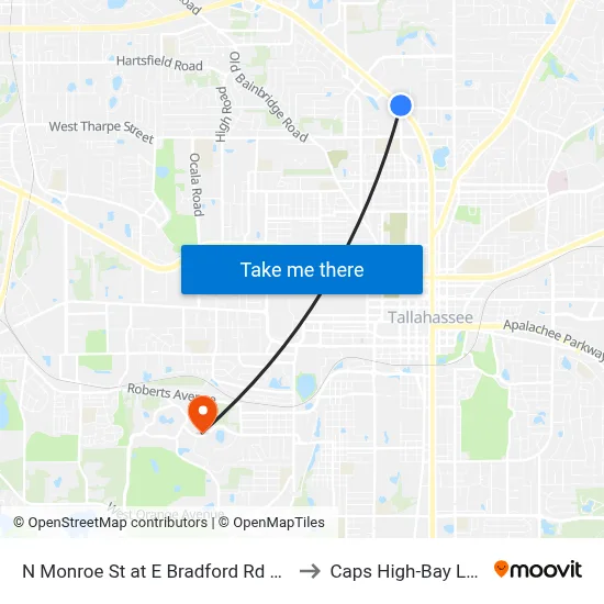 N Monroe St at E Bradford Rd Nb to Caps High-Bay Lab map