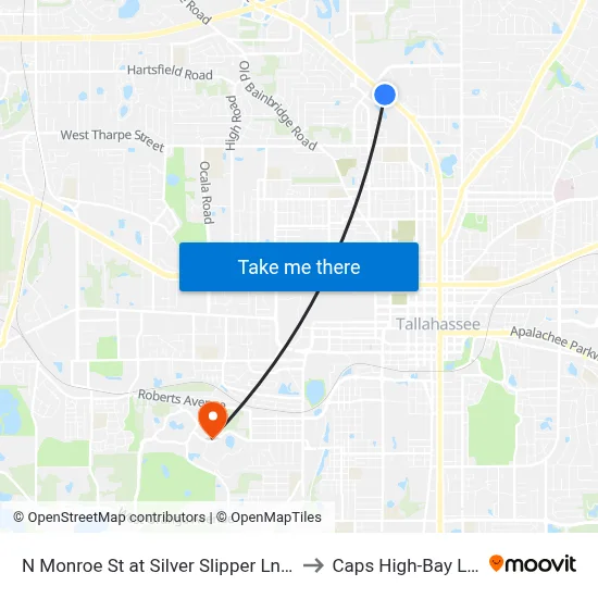N Monroe St at Silver Slipper Ln Sb to Caps High-Bay Lab map