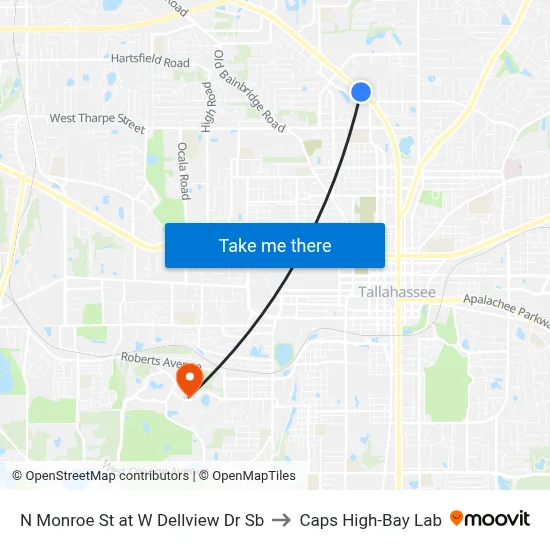 N Monroe St at W Dellview Dr Sb to Caps High-Bay Lab map