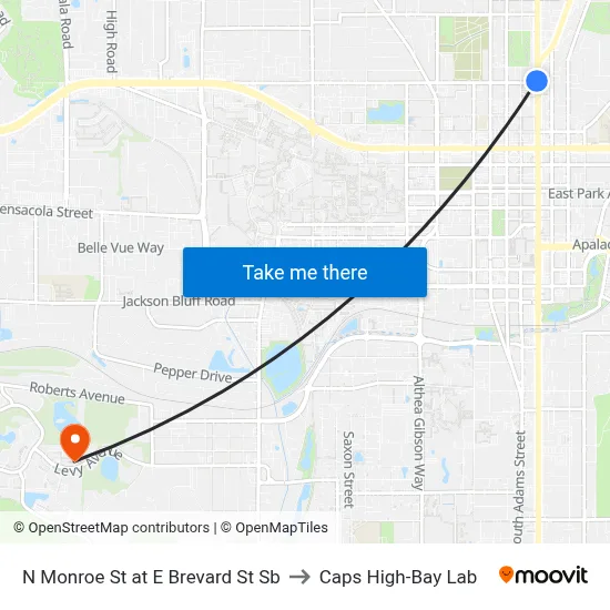 N Monroe St at E Brevard St Sb to Caps High-Bay Lab map