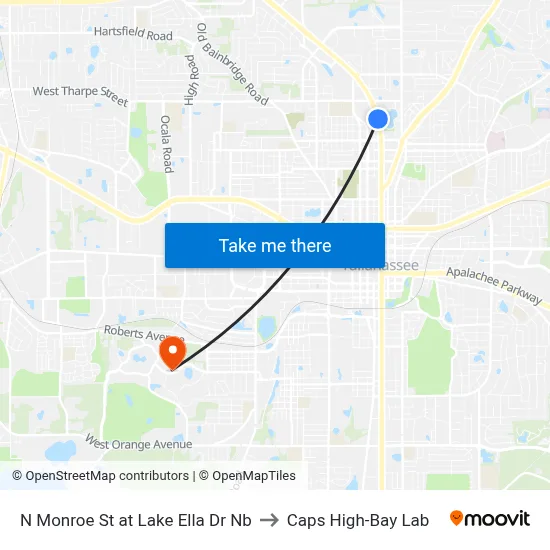 N Monroe St at Lake Ella Dr Nb to Caps High-Bay Lab map