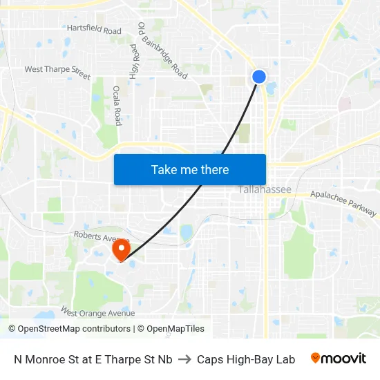 N Monroe St at E Tharpe St Nb to Caps High-Bay Lab map