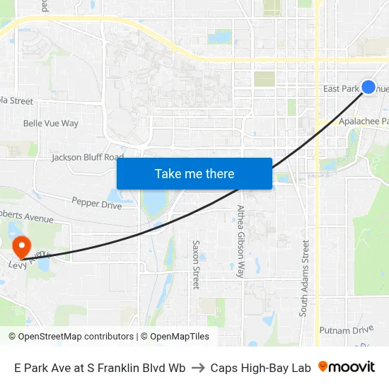 E Park Ave at S Franklin Blvd Wb to Caps High-Bay Lab map