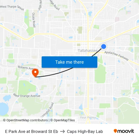 E Park Ave at Broward St Eb to Caps High-Bay Lab map
