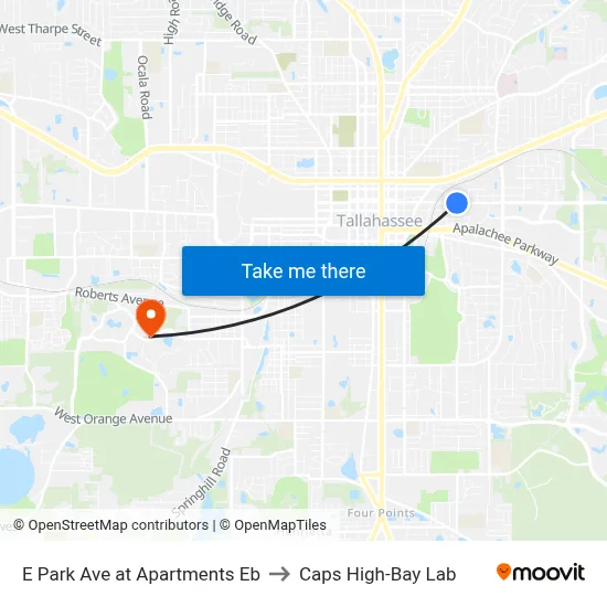 E Park Ave at Apartments Eb to Caps High-Bay Lab map