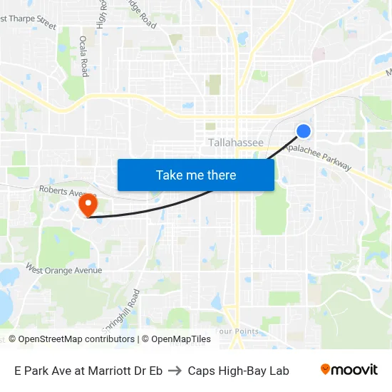 E Park Ave at Marriott Dr Eb to Caps High-Bay Lab map