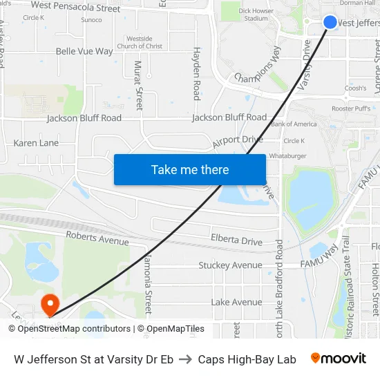 W Jefferson St at Varsity Dr Eb to Caps High-Bay Lab map