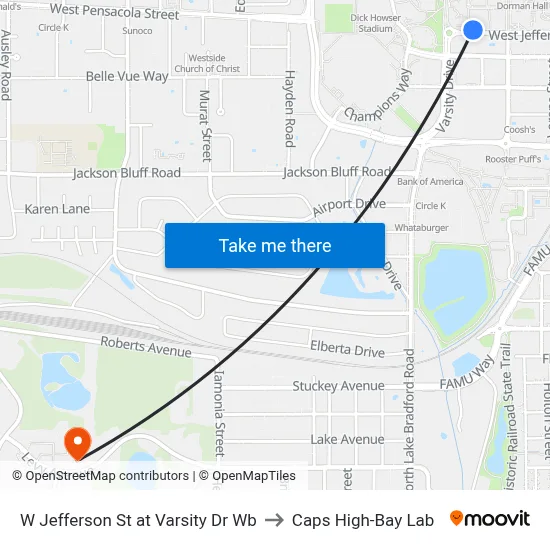 W Jefferson St at Varsity Dr Wb to Caps High-Bay Lab map