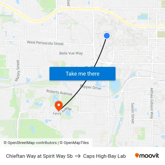Chieftan Way at Spirit Way Sb to Caps High-Bay Lab map
