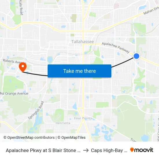 Apalachee Pkwy at S Blair Stone Rd Eb to Caps High-Bay Lab map