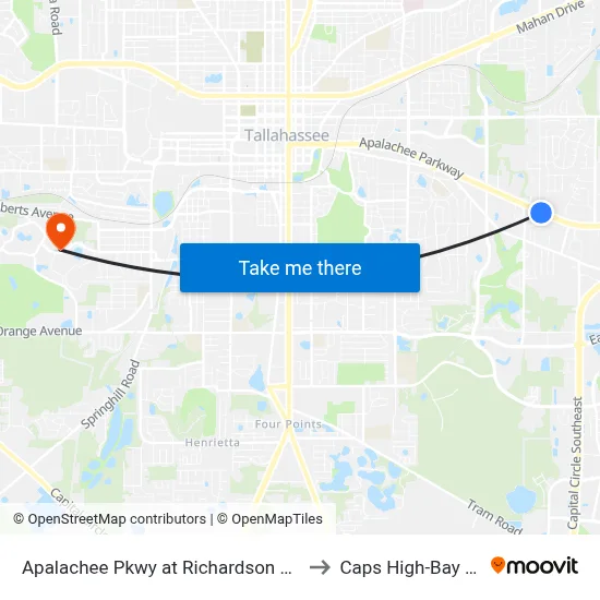 Apalachee Pkwy at Richardson Rd Eb to Caps High-Bay Lab map