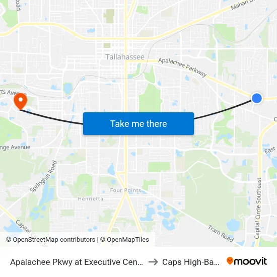Apalachee Pkwy at Executive Center Dr Eb to Caps High-Bay Lab map