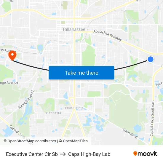 Executive Center Cir Sb to Caps High-Bay Lab map