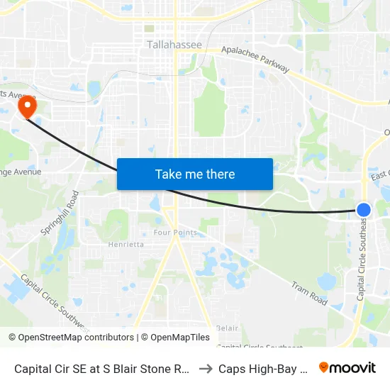 Capital Cir SE at S Blair Stone Rd Sb to Caps High-Bay Lab map
