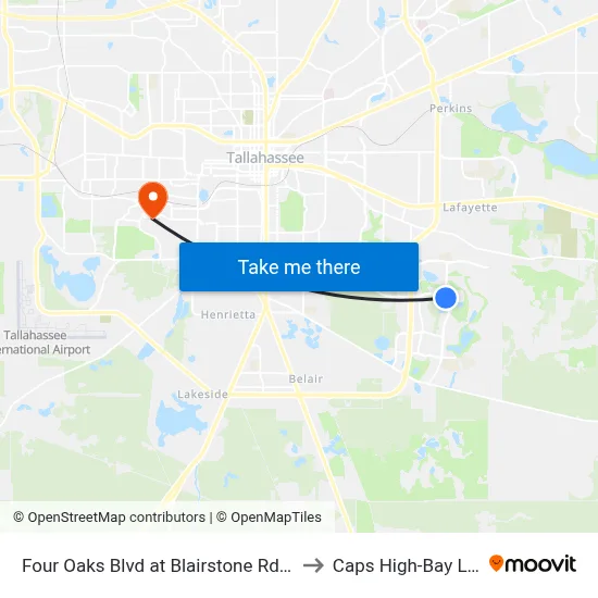 Four Oaks Blvd at Blairstone Rd Nb to Caps High-Bay Lab map