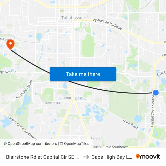 Blairstone Rd at Capital Cir SE Wb to Caps High-Bay Lab map