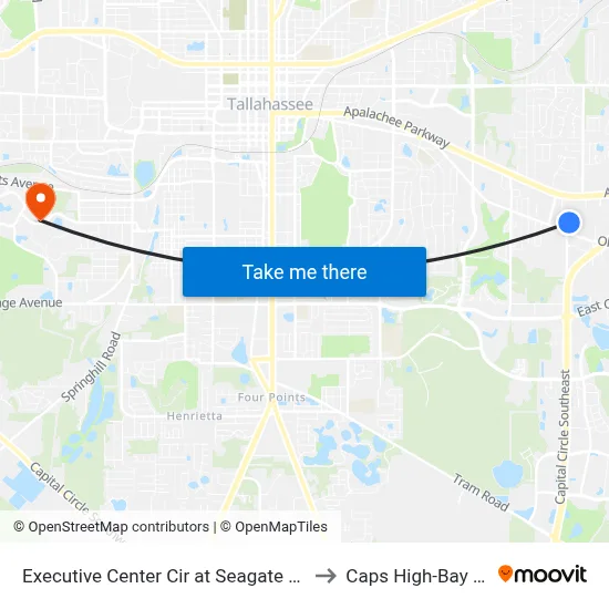 Executive Center Cir at Seagate Dr Nb to Caps High-Bay Lab map