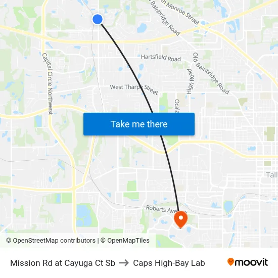 Mission Rd at Cayuga Ct Sb to Caps High-Bay Lab map