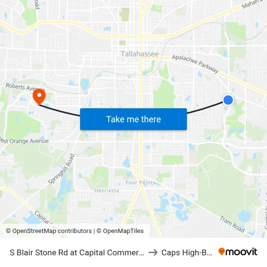 S Blair Stone Rd at Capital Commerce Center Sb to Caps High-Bay Lab map