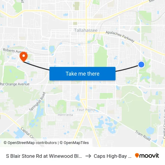 S Blair Stone Rd at Winewood Blvd Sb to Caps High-Bay Lab map