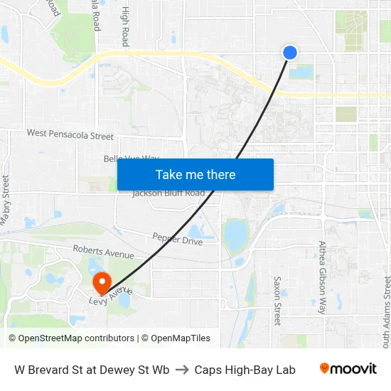 W Brevard St at Dewey St Wb to Caps High-Bay Lab map