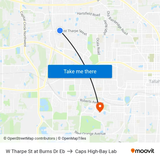 W Tharpe St at Burns Dr Eb to Caps High-Bay Lab map