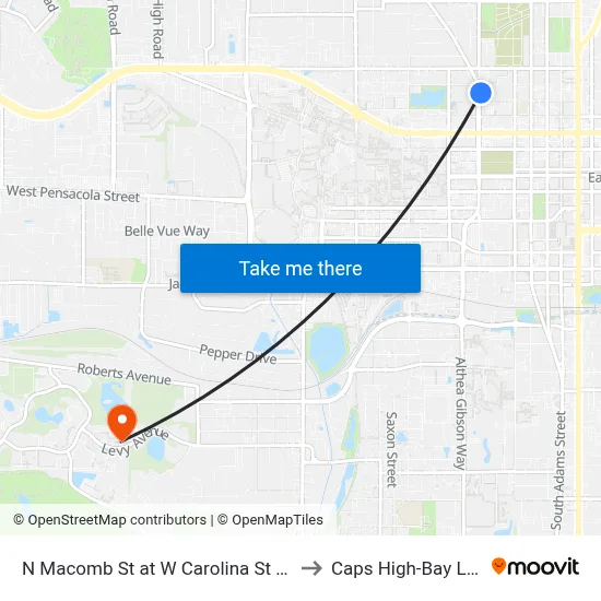 N Macomb St at W Carolina St Nb to Caps High-Bay Lab map