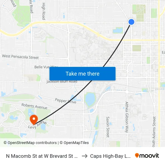N Macomb St at W Brevard St Sb to Caps High-Bay Lab map