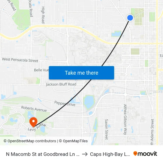 N Macomb St at Goodbread Ln Sb to Caps High-Bay Lab map