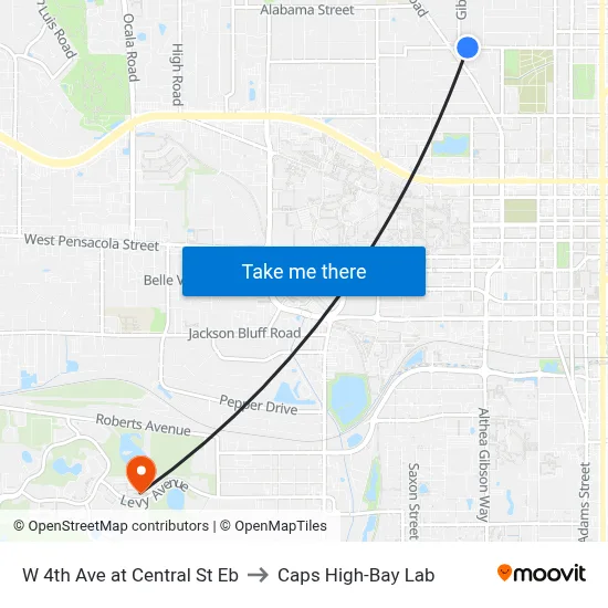 W 4th Ave at Central St Eb to Caps High-Bay Lab map