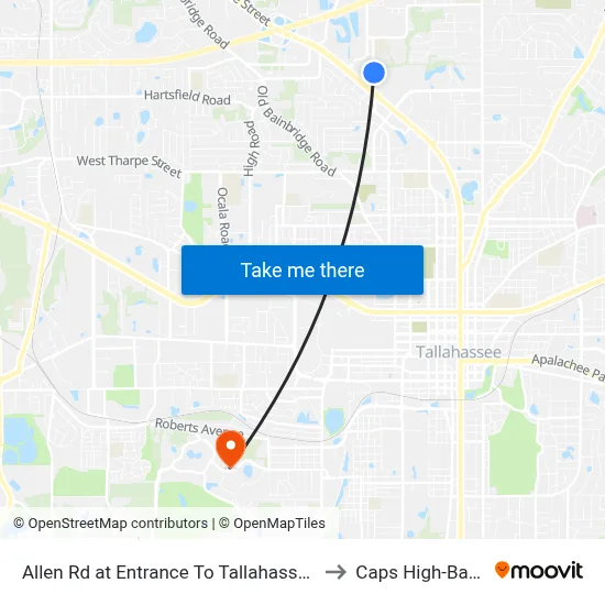 Allen Rd at Entrance To Tallahassee Centre to Caps High-Bay Lab map