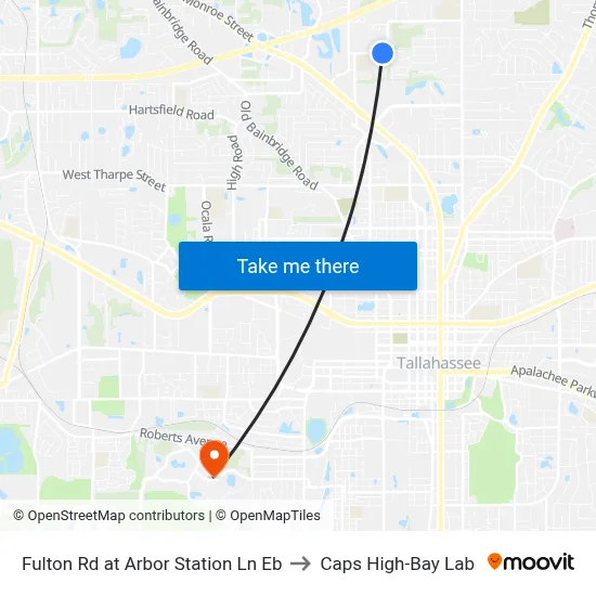 Fulton Rd at Arbor Station Ln Eb to Caps High-Bay Lab map
