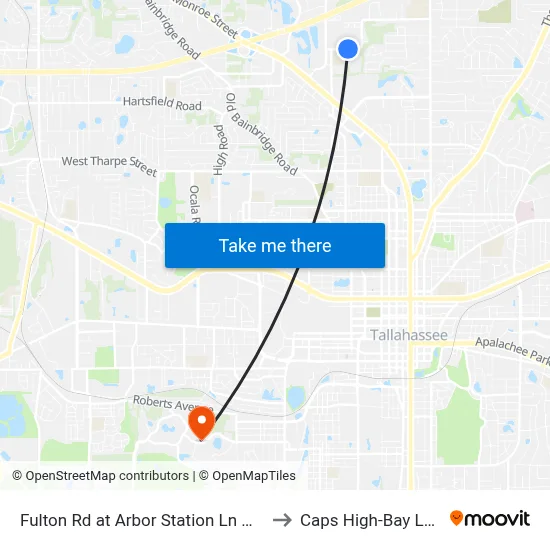 Fulton Rd at Arbor Station Ln Wb to Caps High-Bay Lab map