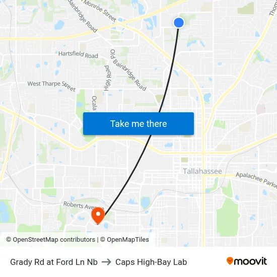 Grady Rd at Ford Ln Nb to Caps High-Bay Lab map