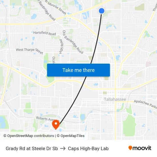 Grady Rd at Steele Dr Sb to Caps High-Bay Lab map