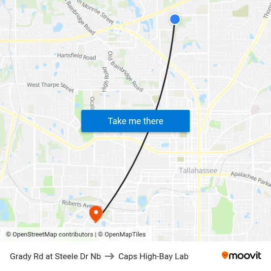Grady Rd at Steele Dr Nb to Caps High-Bay Lab map